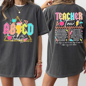 Retro Teacher Tour Shirt, Two-side ABCD Teacher Tour Shirt, Funny Teacher Shirt, End of Year Shirt, Teacher Gift, Rock N Roll Teach Shirt