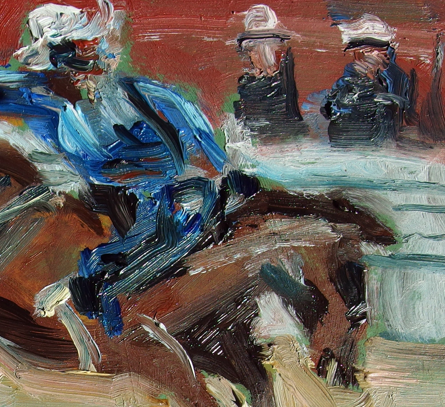 西部劇カウボーイ馬 テキサスロデオ油絵 馬に乗ったカウボーイ 西部劇 