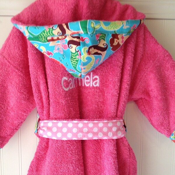 Child Robes-Girl-Girl-Kids-bath-Robe-Pink-Mermaid-Custom-Listing-Anna