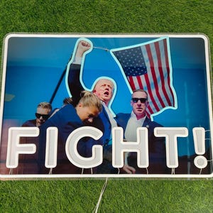TRUMP 2024 LED Neon Sign - 15.7x9in - Includes ac Adapter, Mounting Hardware, Metal Chain. Optional Dimmer and Remote Control - MAGA!