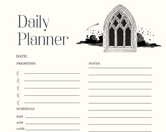 Celestial Daily Planner Printable - Soft Goth Aesthetic (Digital Download)