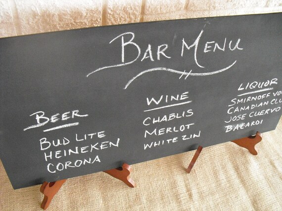 ONE LARGE Frameless Rustic Chalkboard With EASELS for Wedding Signs Photo  Props Item 1109 