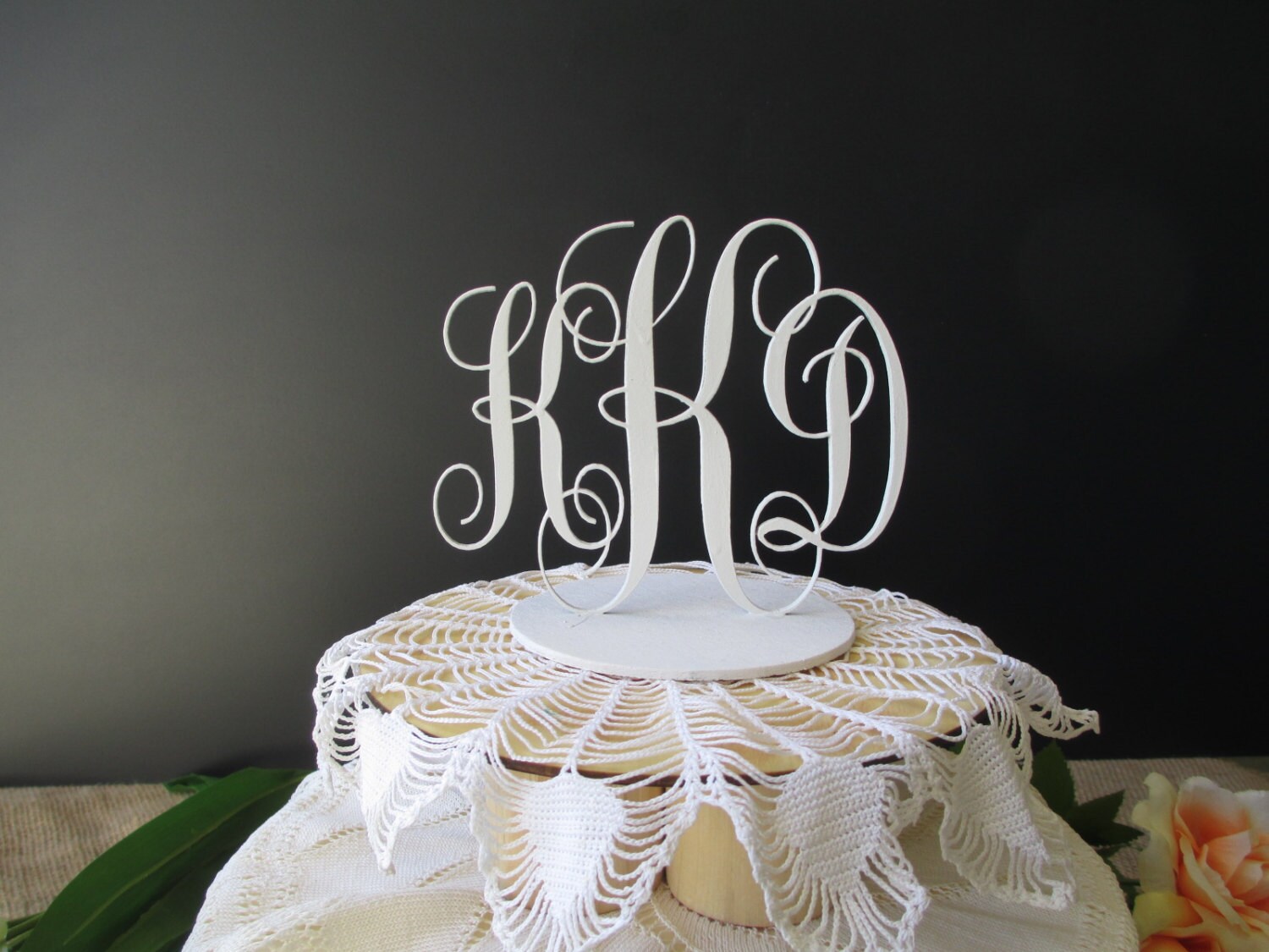 Cake Topper Wooden Monogram Cake Topper Initials Cake Etsy