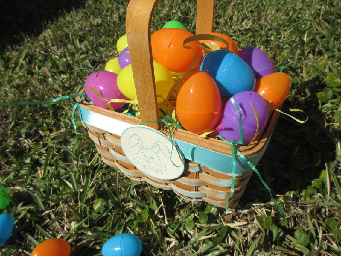 Rustic Distressed Wooden Easter Basket with HandStamped Etsy