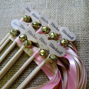 Wedding Wand Favors Hitched Country Heart Wedding Wands for Bride and Groom Send Off SET OF 10 2 Ribbons 36 Each Item 1413 image 1