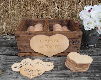 Wedding Guest Book Alternative Rustic Wedding Divided Rustic Barnwood Style Box with Engraved Personalization  - Item 1399