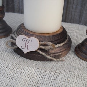 Wood Unity Candle Holder Set Rustic with Monogram Item 1008 image 4