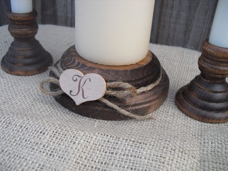 Wood Unity Candle Holder Set Rustic With Monogram Item Etsy