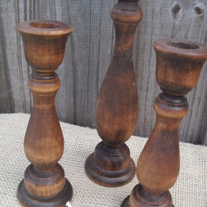 Set of 3 Wooden Candle Holders Item 1148 image 1