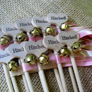 Wedding Wand Favors Hitched Country Heart Wedding Wands for Bride and Groom Send Off SET OF 10 2 Ribbons 36 Each Item 1413 image 3