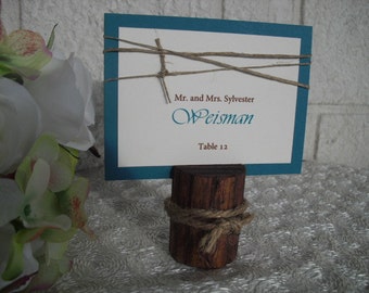 Wooden Place Card Holders - SET OF 10 Red Oak Rustic  - Item 1015