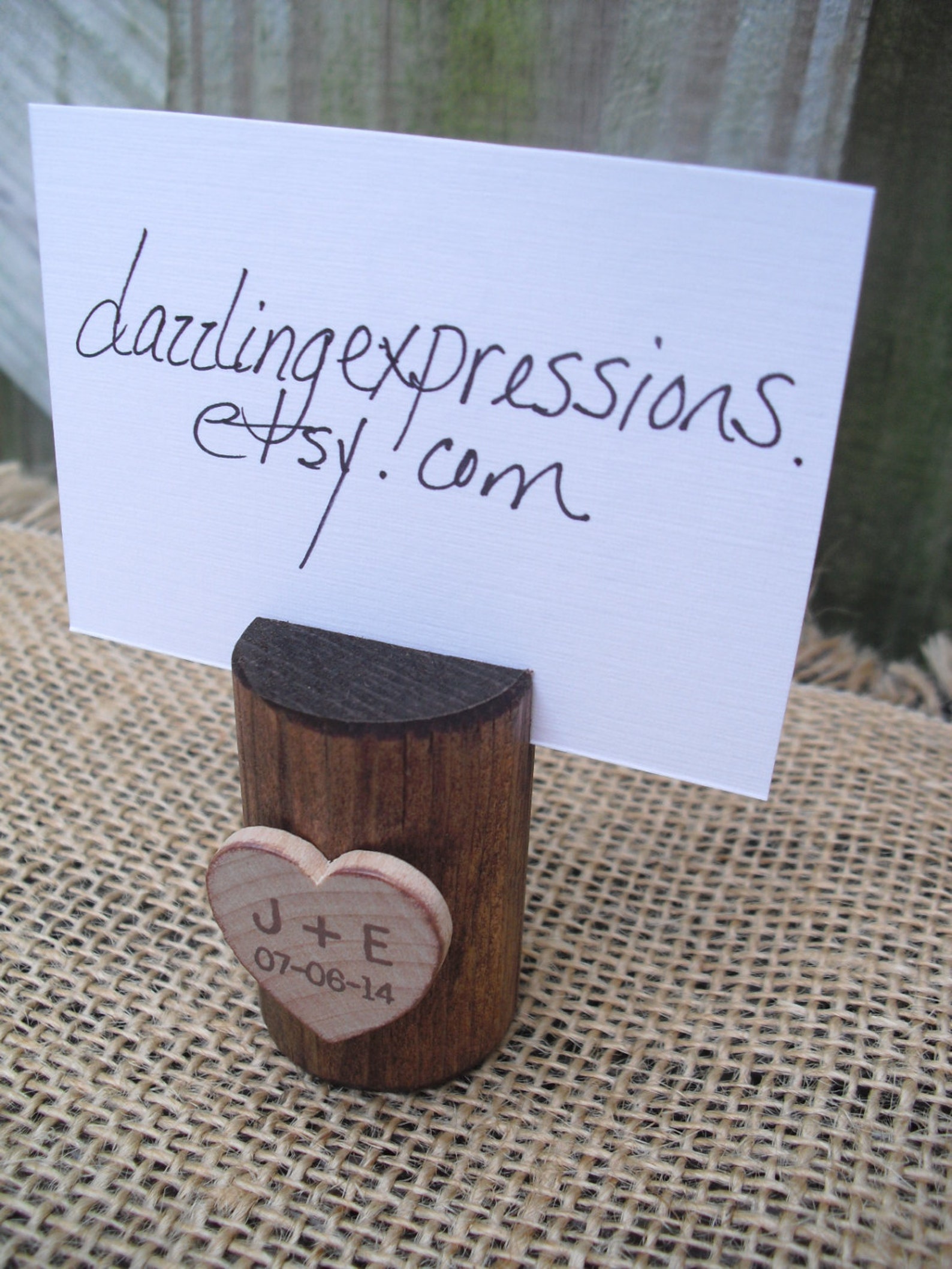 Wood Place Card Holders Personalized With Initials and Date Etsy