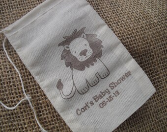 Favor Bags - SET OF 10 3x5 Lion Circus Safari Zoo Jungle Muslin Favor Bags Gift Bags or Candy Bags - Item 3M1062
