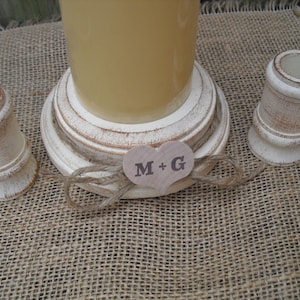 Shabby Chic Wood Wedding Personalized Unity Candle Holder Set You Pick Color Item 1566 image 1