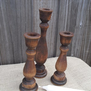 Set of 3 Wooden Candle Holders Item 1148 image 3