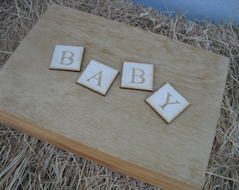 Baby Keepsake Box Baby Book Alternative Personalized Wood Shower Guest Book Baby Memory Book  - Item 1395
