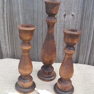 Set of 3 Wooden Candle Holders Item 1148 image 2