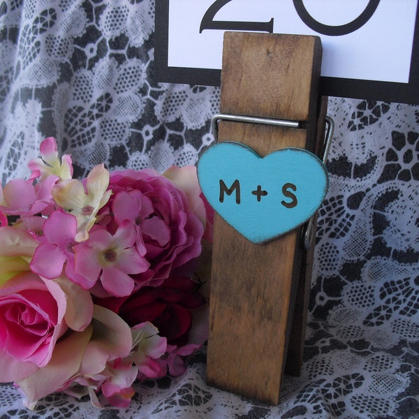Personalized Jumbo Clothespin Rustic Table Number Holders - Item 1366