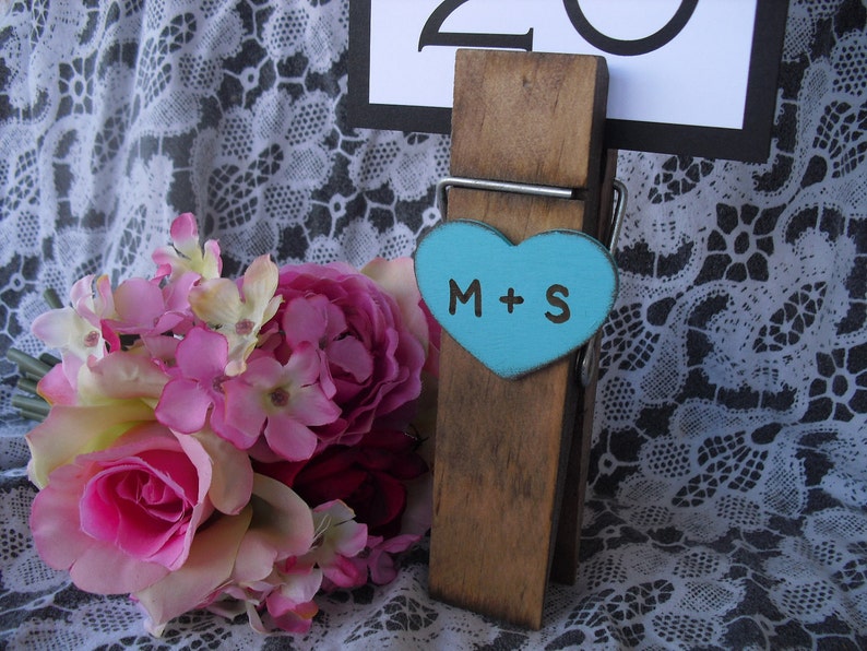 Personalized Jumbo Clothespin Rustic Table Number Holders Item 1366 image 1