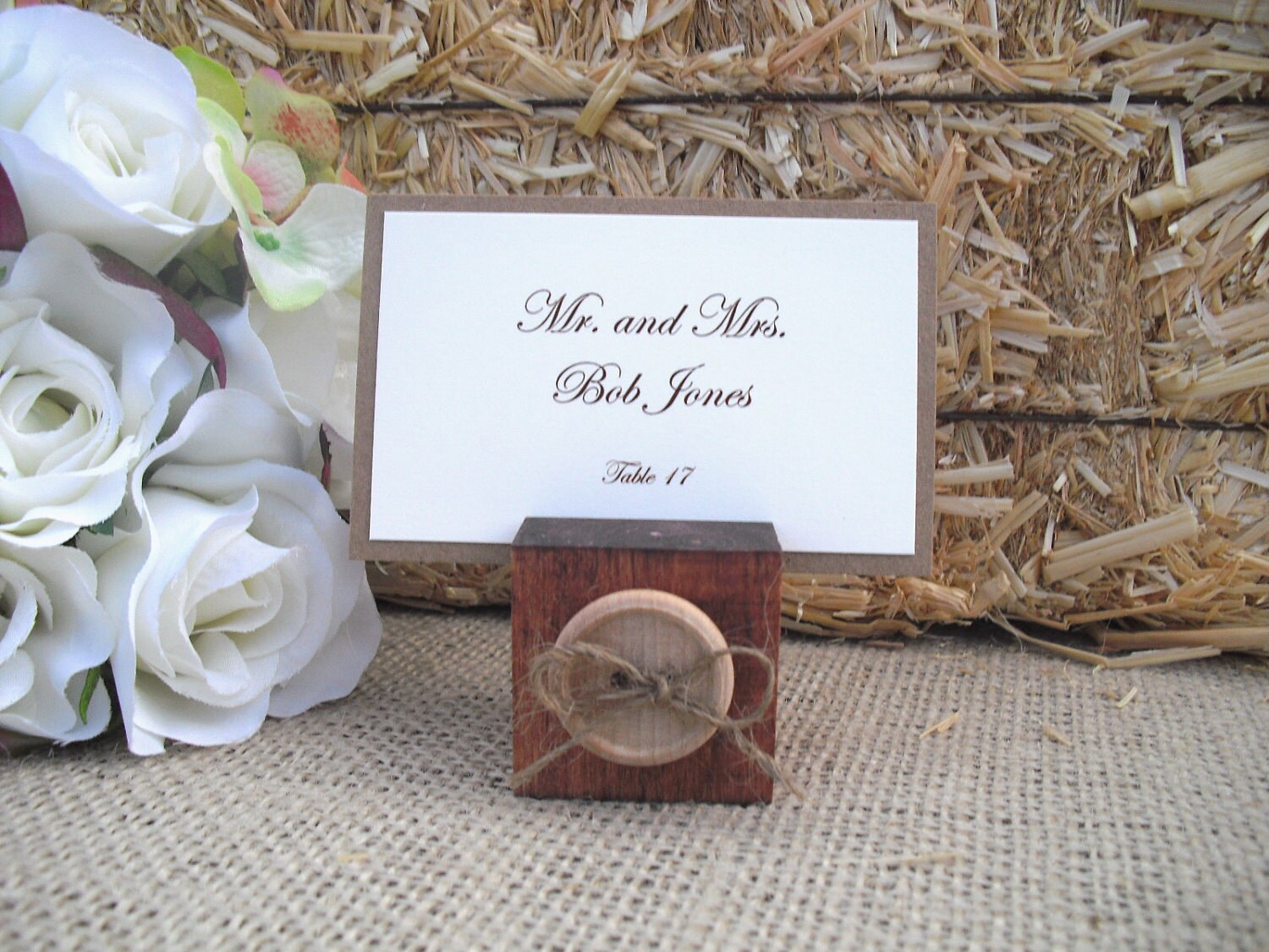 Escort Card Holders SET OF 10 Wood Button Place Card Holders Etsy