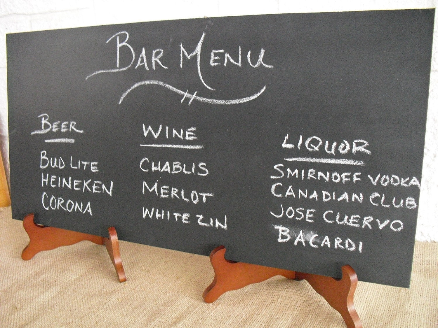 ONE LARGE Frameless Rustic Chalkboard With EASELS for Wedding Etsy