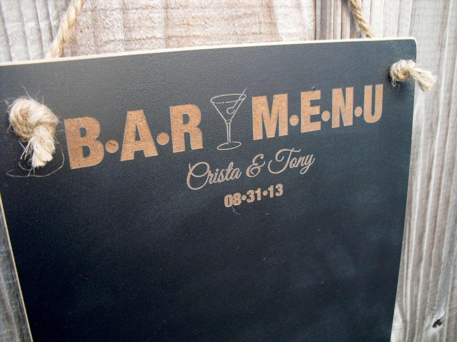 Chalkboard Hanging Personalized Bar Menu Blackboard Item Etsy