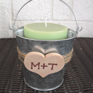 Country Heart Tin Pails Candy Container Favors or Candle Holders Item 1112 image 2