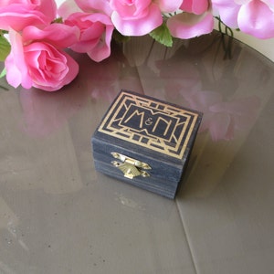 Wedding Ring Box Art Deco Gatsby Style Unique Personalized Ring Bearer Pillow Alternative Item 1669 image 1