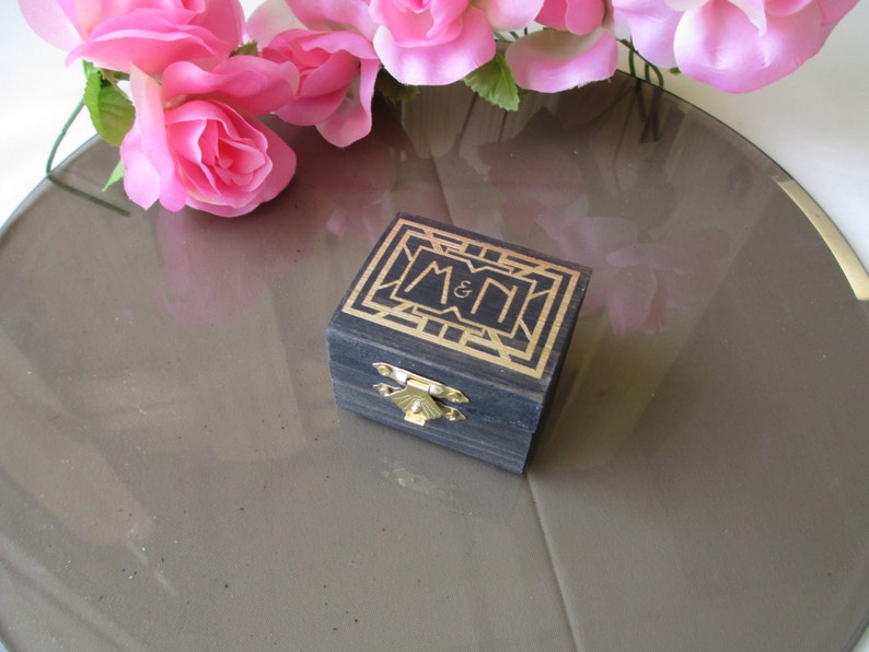 Wedding Ring Box Art Deco Gatsby Style Unique Personalized Ring Bearer Pillow Alternative Item 1669 image 1