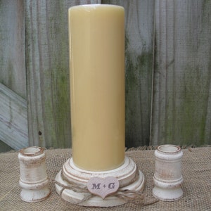 Shabby Chic Wood Wedding Personalized Unity Candle Holder Set You Pick Color Item 1566 image 3