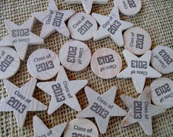 Personalized Graduation Confetti - Wood Stars Circles - Item 1530