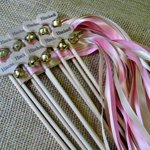 Wedding Wand Favors Hitched Country Heart Wedding Wands for Bride and Groom Send Off SET OF 10 2 Ribbons 36 Each Item 1413 image 4