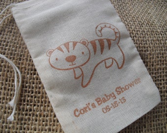 Personalized Tiger Safari Zoo or Jungle Favor Bags Gift Bags or Candy Bags 3x5 - Set of 10 - Item 3M1525