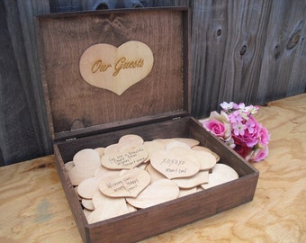 Wedding Guestbook Alternative Rustic Wood Personalized Engraved Set for 100 guests - Item 1440