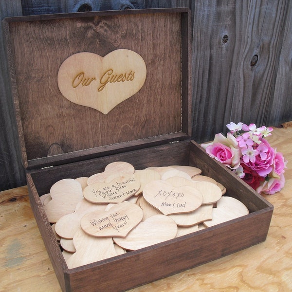 Wedding Guestbook Alternative Rustic Wood Personalized Engraved Set for 200 guests - Item 1444