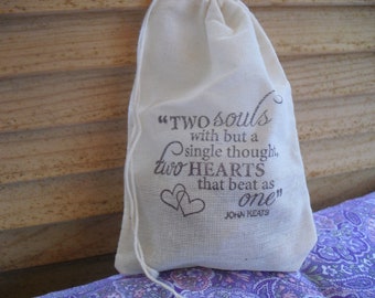 Favor Bags - SET OF 10 Love Quote 4x6 Muslin Favor Bags Gift Bags or Candy Bags - Item 1423