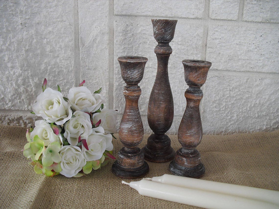 Set of 3 Custom Distressed Candle Holders. Great for Home Etsy