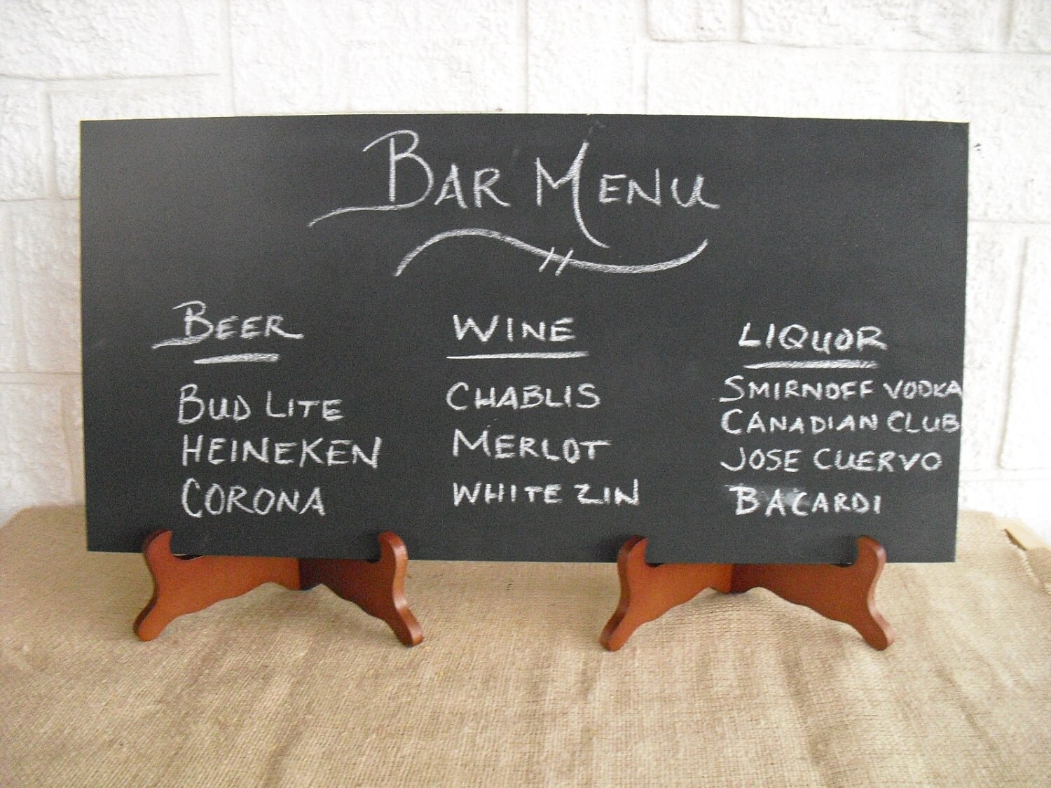 ONE LARGE Frameless Rustic Chalkboard With EASELS for Wedding Etsy