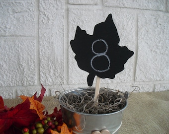 Chalkboard Leaf on a Stick for Table Numbers Signs Photo Props - Item 1026