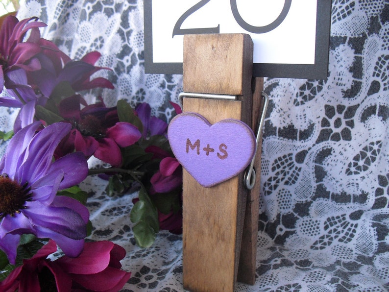 Personalized Jumbo Clothespin Rustic Table Number Holders Item 1366 image 4