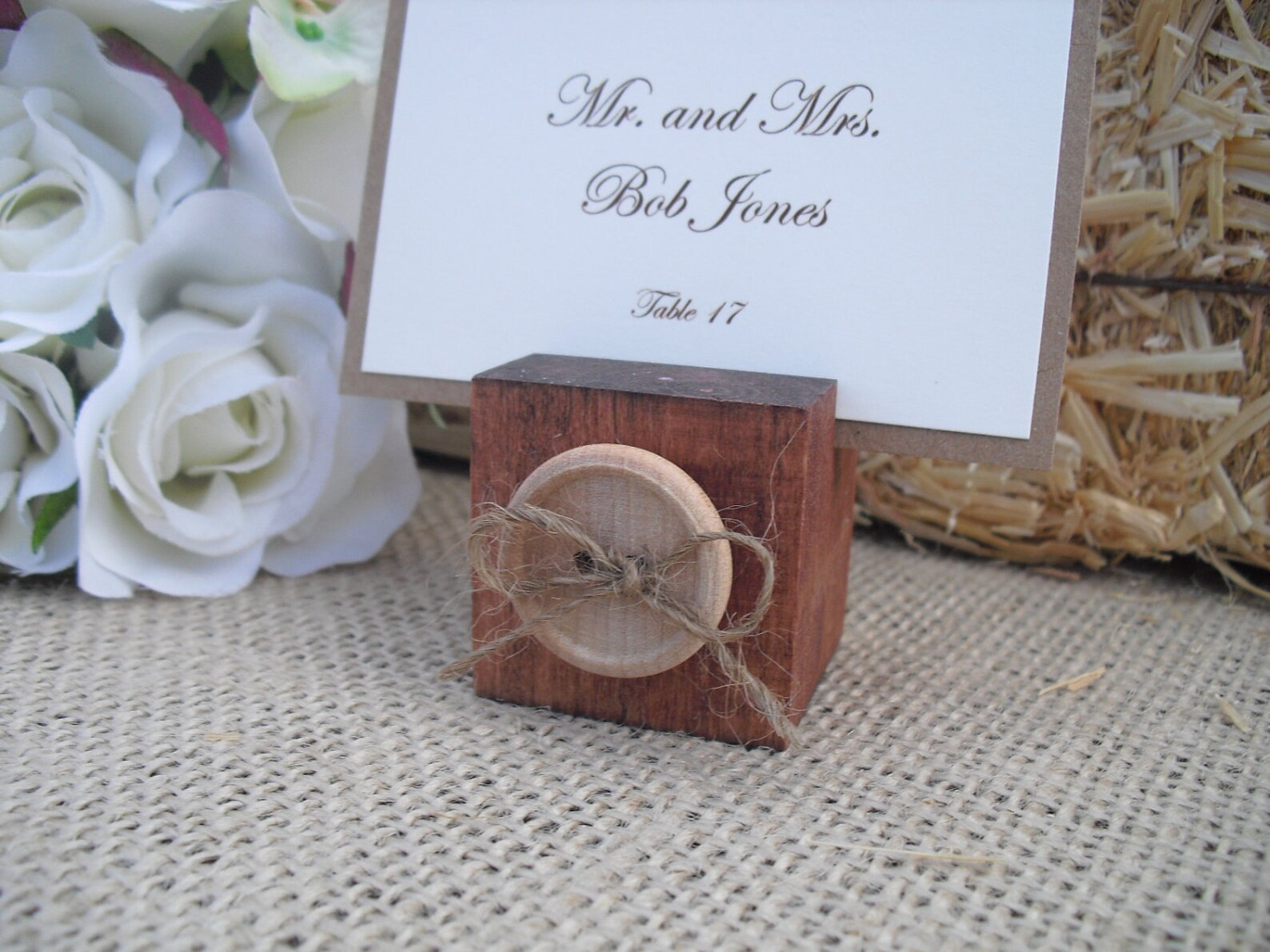 Escort Card Holders SET OF 10 Wood Button Place Card Holders Etsy