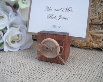 Escort Card Holders - SET OF 10 Wood Button Place Card Holders - Item 1164