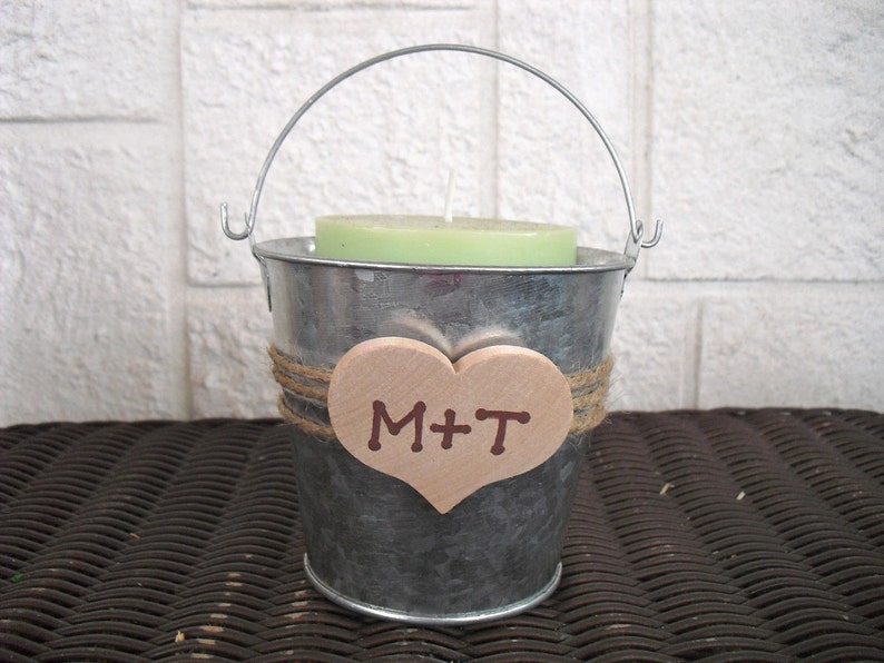 Country Heart Tin Pails Candy Container Favors or Candle Holders Item 1112 image 1