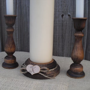 Monogram Rustic Wood Unity Candle Holder Set Item 1203 image 3