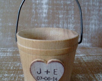 Rustic Wooden Personalized Mini Bucket Favor Containers - Set of 10 -  Item 1139