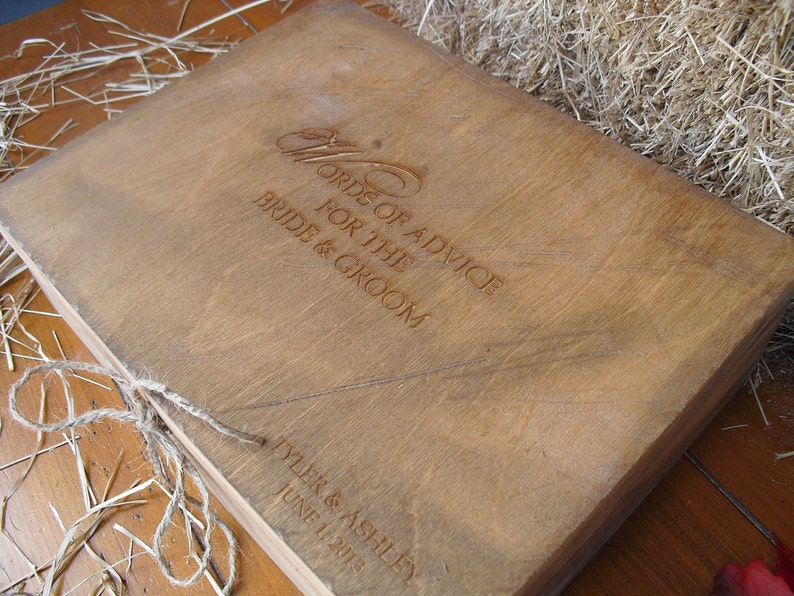 Wedding Guest Book Alternative Rustic Wood Personalized Engraved Set for 100 guests Item 1353 image 1