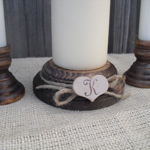 Wood Unity Candle Holder Set Rustic with Monogram Item 1008 image 3