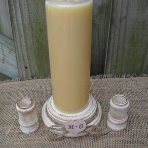 Shabby Chic Wood Wedding Personalized Unity Candle Holder Set You Pick Color Item 1566 image 2