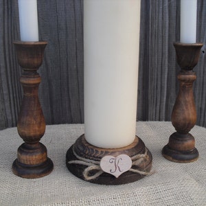 Monogram Rustic Wood Unity Candle Holder Set Item 1203 image 1