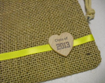 Graduation Favor Bags - SET OF 10 Burlap Bags with School Colors - 5x6 - Item 5B1536